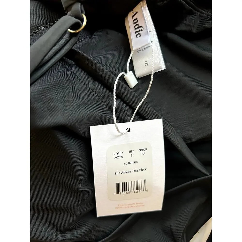 Andie Swim The Asbury Eco Nylon One Piece Swimsuit in Black S NWT